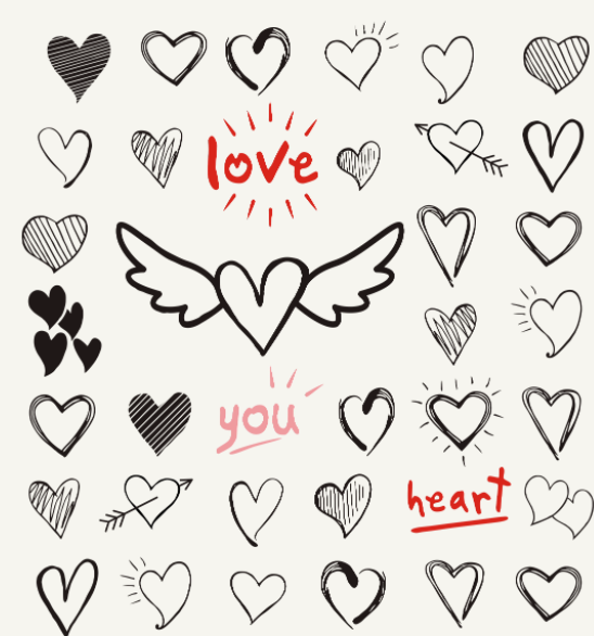图片[1]-手绘涂鸦风格的爱心图标矢量素材(EPS)-分贝虎-免费网站源码_免费软件_免费精品资源分享平台!